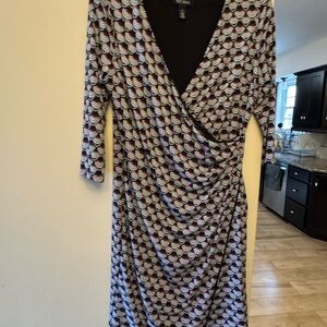 White House Black Market Black and White Midi Dress